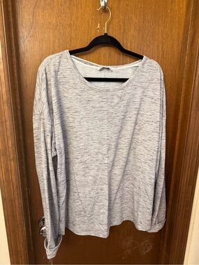 Gibson Latimer Heather Gray Long Sleeve Scoop Neck Top Size XXL